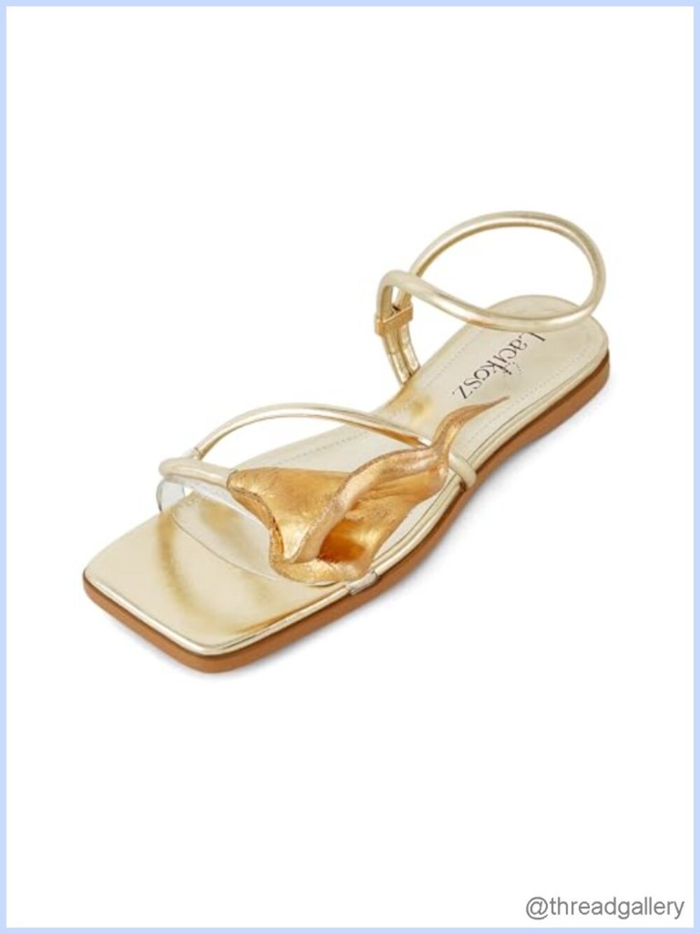 Floral Flat Sandals Faux Leather Square Toe Ankle Strap Summer Walking